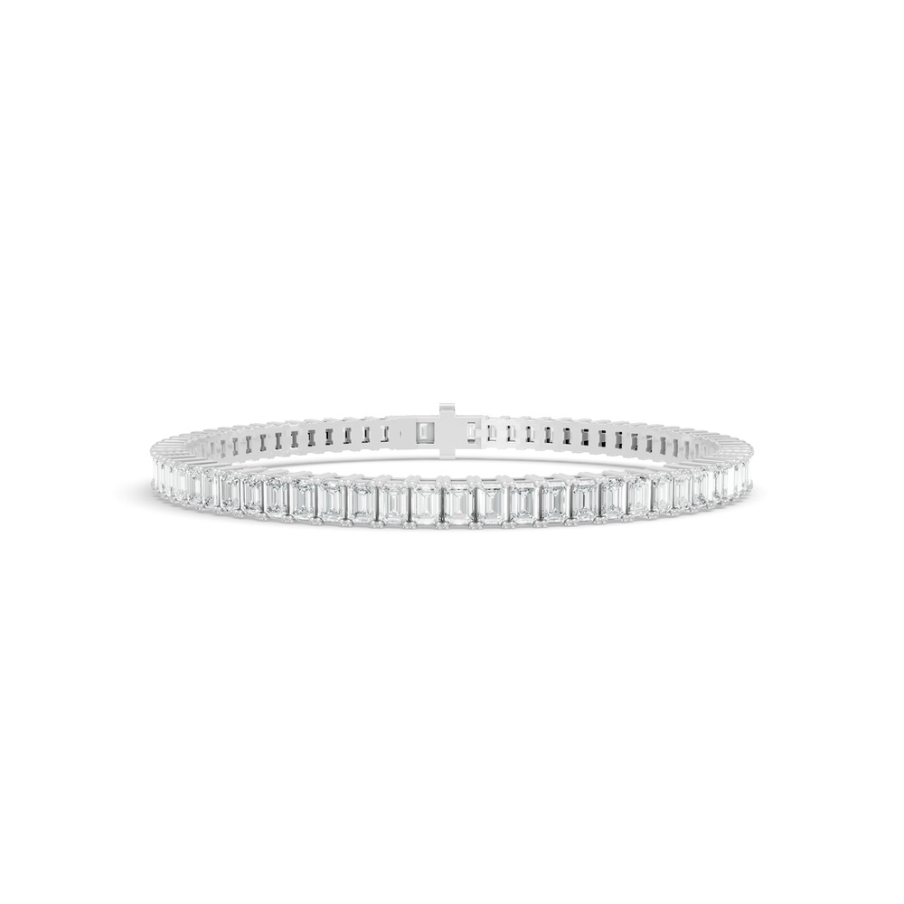 7.13 ctw Diamond Emerald Braclate 14K White Gold Tennis Bracelet